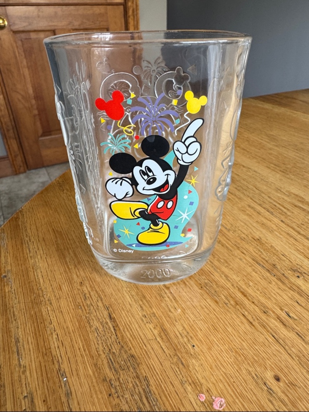Disney Mickey Mouse Celebration Glass with Red, Yellow and Black Accents